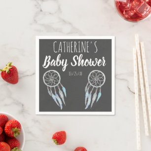 Serviette En Papier Joli Baby shower Boho Blue Grey Dreamcatcher