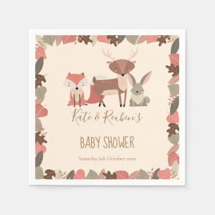 Serviette En Papier Joli Baby shower d'animaux en bois Couples