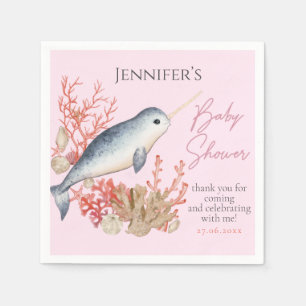 Serviette En Papier Joli Baby shower de coquillages Narwhal