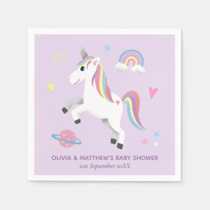 Serviette En Papier Joli Baby shower de filles Unicorn violet magique