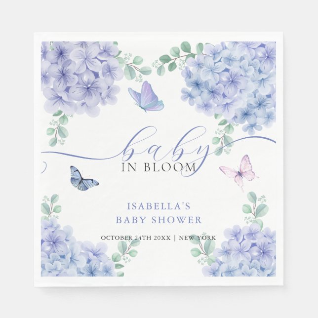 Serviette En Papier Joli Baby shower de jardin fleuri Hydrangea (Devant)