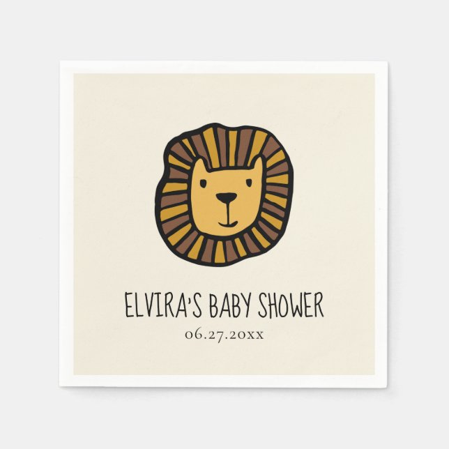 Serviette En Papier Joli Baby shower de lions de jungle (Devant)
