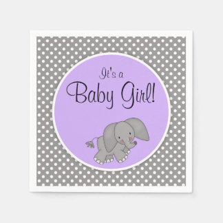 Serviette En Papier Joli Baby shower Eléphant Violet Fille