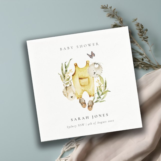 Serviette En Papier Joli Baby shower en feuillage jaune Vêtements (Créateur téléchargé)