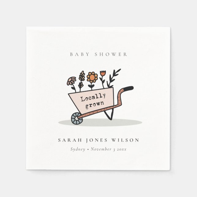 Serviette En Papier Joli Baby shower floral pâté à la végétation local (Devant)