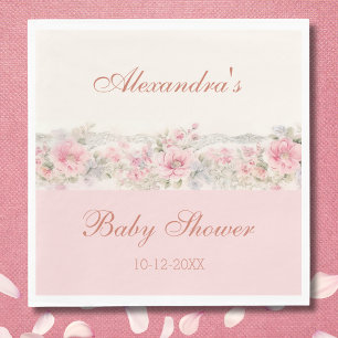 Serviette En Papier Joli Baby shower Floral rose Shabby Chic