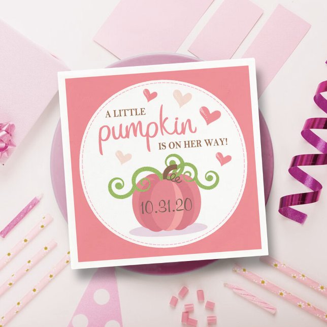 Serviette En Papier Joli Baby shower Petites Filles Citrouilles (Créateur téléchargé)
