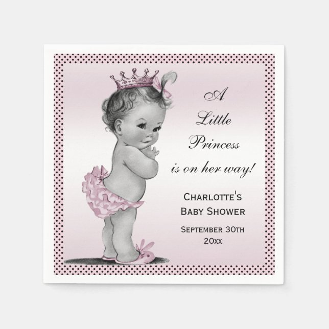 Serviette En Papier Joli Baby shower Princesse Vintage (Devant)