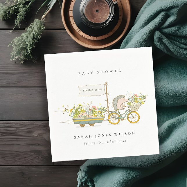 Serviette En Papier Joli Baby shower Vélo Hérisson Cultivé Localement  (Créateur téléchargé)