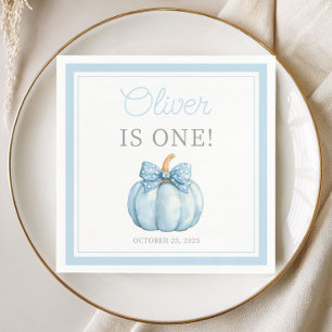 Serviette En Papier Joli bébé garçon citrouille bleue premier annivers