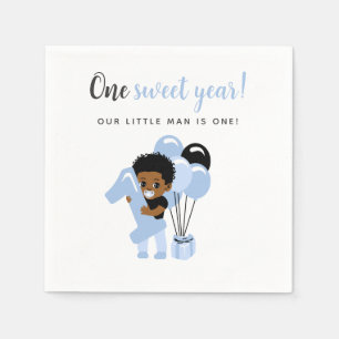 Serviette En Papier Joli bébé noir garçon ballon bleu premier annivers