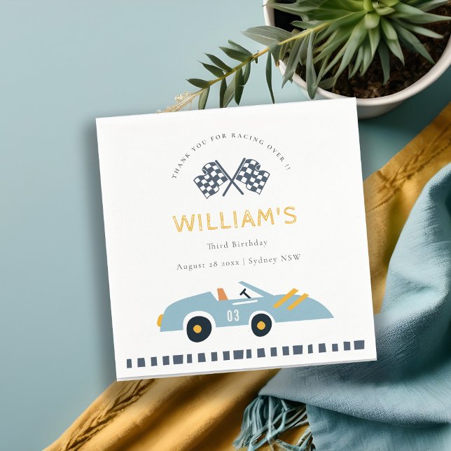 Serviette En Papier Joli Blue Race Car Enfants N'Importe Quel Âge Anni (Créateur téléchargé)