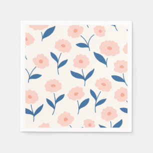 Serviette En Papier Joli Boho Chic Fleurs Rose Motif