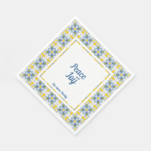 Serviette En Papier Joli cadre de tuiles portugaises pour Noël en fami