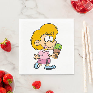 Serviette En Papier Joli Cartoon Enfant Manger Ice Cream Cone