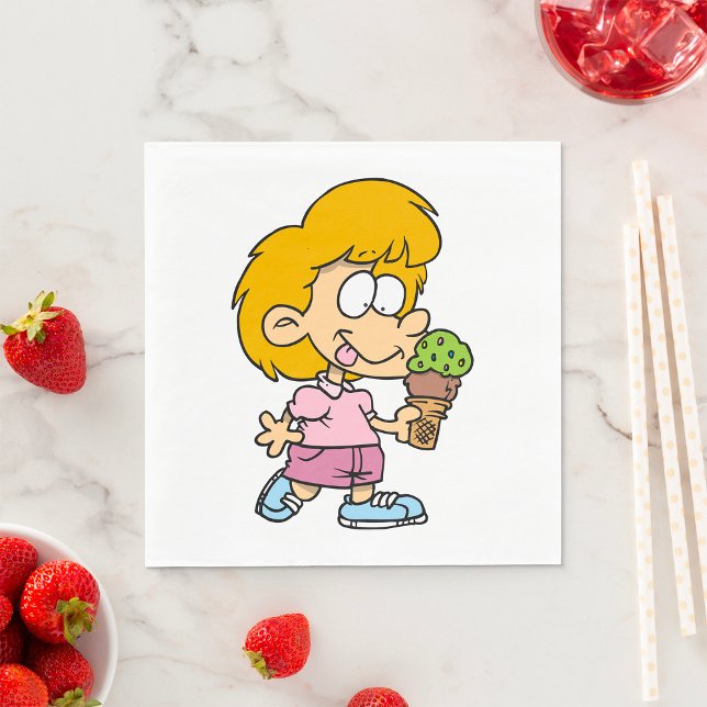 Serviette En Papier Joli Cartoon Enfant Manger Ice Cream Cone (Créateur téléchargé)
