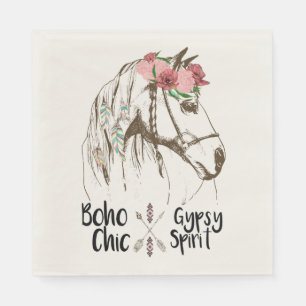 Serviette En Papier Joli Cheval Boho Western Country Fête Équestre