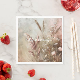 Serviette En Papier Joli Chic Beige Blush Boho Floral