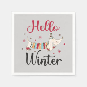 Serviette En Papier Joli chien Bonjour l'hiver