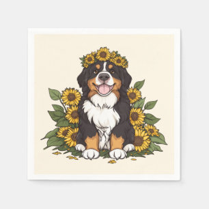 Serviette En Papier Joli chien de montagne bernois portant une couronn