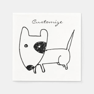 Serviette En Papier Joli chien minimaliste à l'oeil noir Thunder_Cove