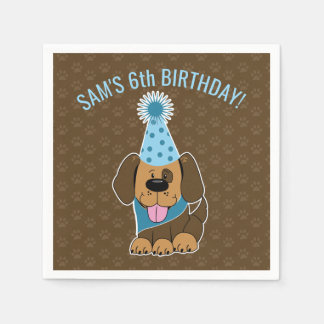 Serviette En Papier Joli Chiot Brown Paw-ty Anniversaire
