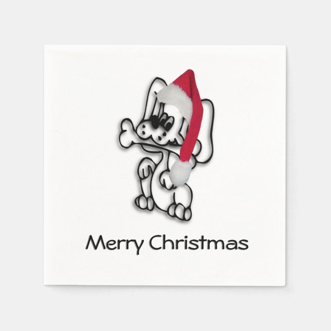Serviette En Papier Joli chiot de Noël (Devant)