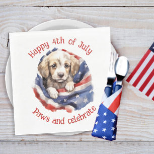 Serviette En Papier Joli chiot drapeau américain rouge blanc bleu Joye