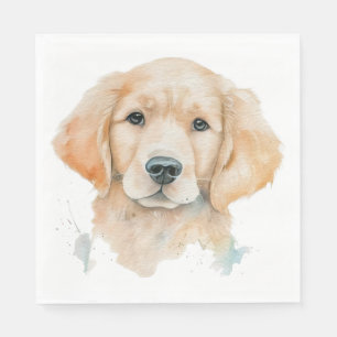 Serviette En Papier Joli chiot Retriever Golden Watercolor
