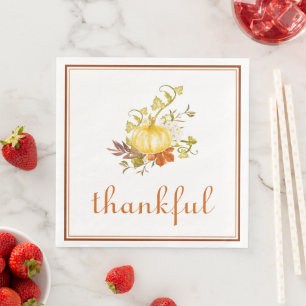 Serviette En Papier Joli Citrouille aquarelle Thanksgiving