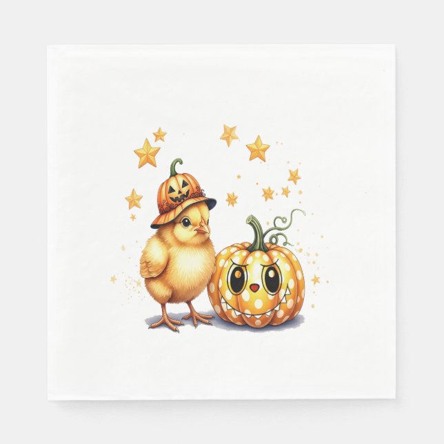 Serviette En Papier Joli Citrouille de poussette Halloween (Devant)