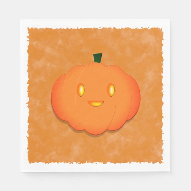 Serviette En Papier Joli Citrouille Halloween Baby shower d'aquarelle (Devant)