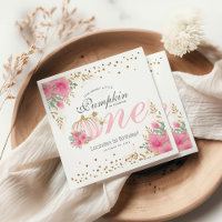 Joli Citrouille rose Floral 1er anniversaire