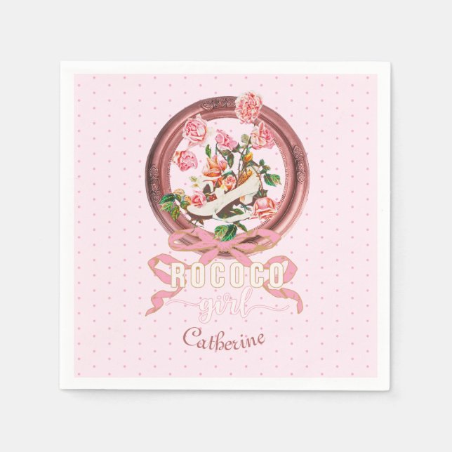 Serviette En Papier Joli classique fille rose rococo roses chaussure n (Devant)