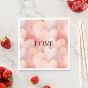 Serviette En Papier Joli Coeur rose et blanc Aimer