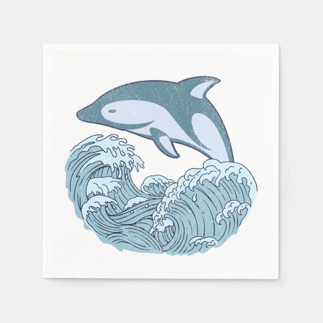 Serviette En Papier Joli dauphin bleu (Devant)