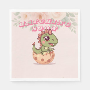 Serviette En Papier Joli Dino Rose Qui Éclot Bientôt