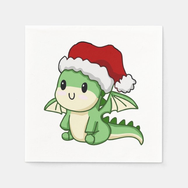 Serviette En Papier Joli dragon de Noël (Devant)