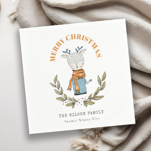 Serviette En Papier Joli drôle Doux moche Léonard Reindeer Noël