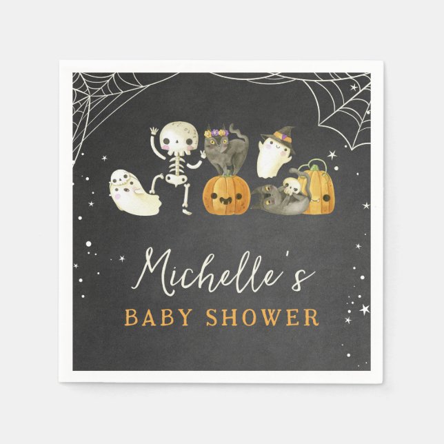 Serviette En Papier Joli Éffrayant Baby shower d'Halloween Little Boo (Devant)