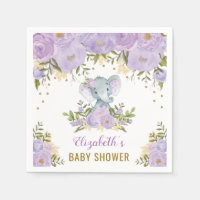 Joli Eléphant Violet Baby Girl Aquarelle Floral