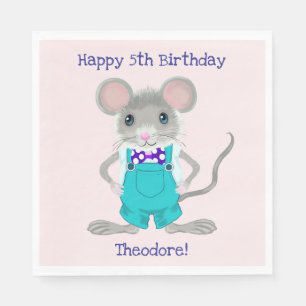 Serviette En Papier Joli et élégant petit souris anniversaire personna