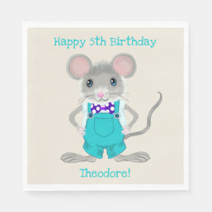 Serviette En Papier Joli et élégant petit souris anniversaire personna
