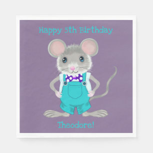 Serviette En Papier Joli et élégant petit souris anniversaire personna