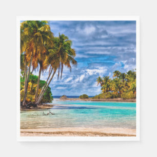 Serviette En Papier Joli été Hawaiian Beach Aquarelle