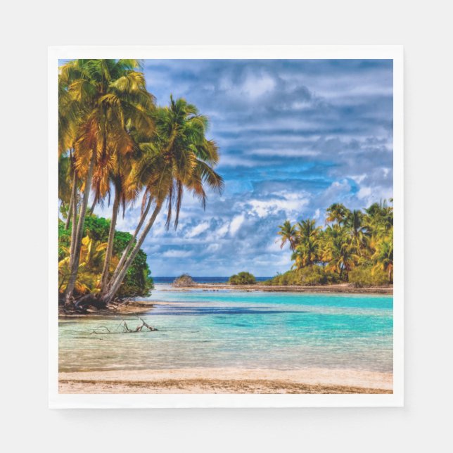 Serviette En Papier Joli été Hawaiian Beach Aquarelle (Devant)