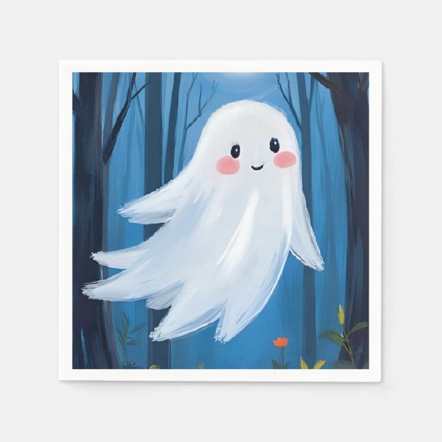 Serviette En Papier Joli Fantôme Halloween Effrayant (Devant)