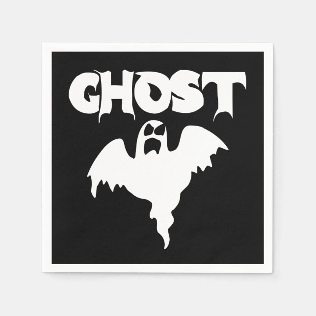 Serviette En Papier Joli fantôme noir Halloween (Devant)