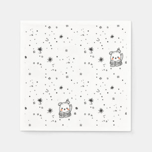 Serviette En Papier Joli flocon de neige d'ours polaire d'hiver