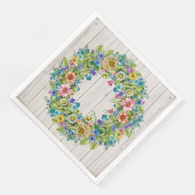 Serviette En Papier Joli Floral Rustic Party articles serviettes (Coin)